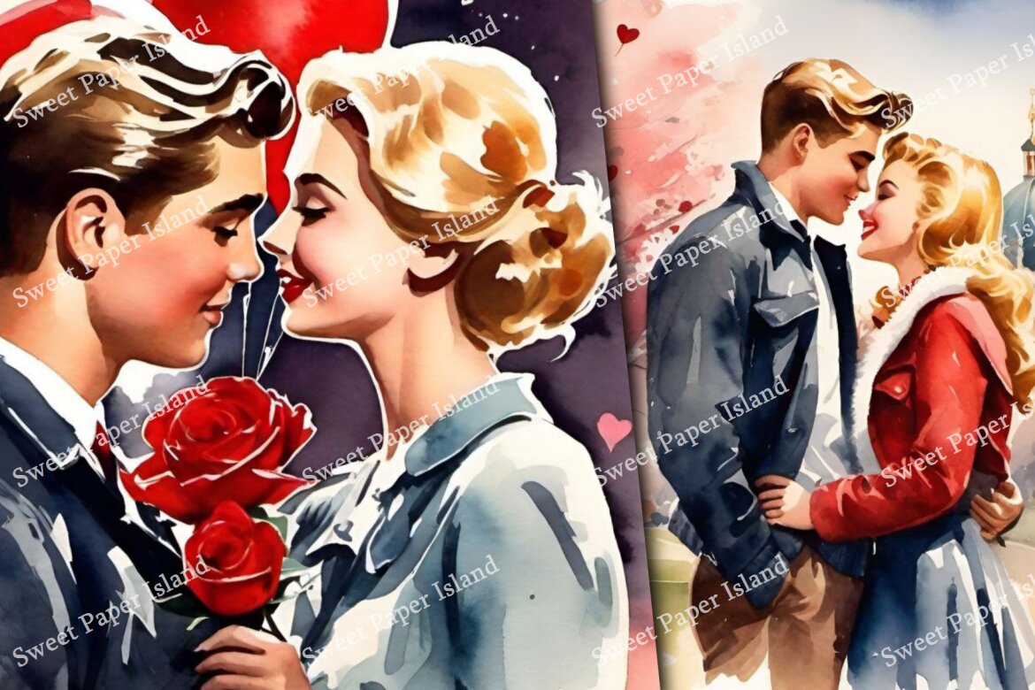 6 FREE Digital Papers - Couple On Romantic Date - view 5