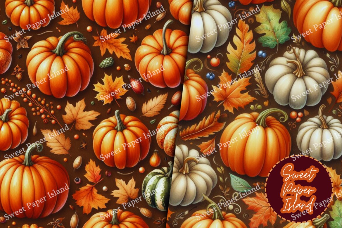 6 FREE Digital Papers Patterns - Pumpkins - view 3