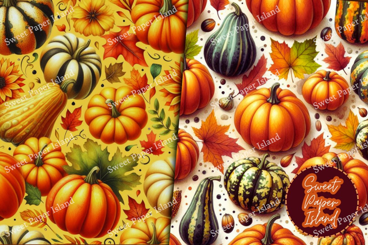 6 FREE Digital Papers Patterns - Pumpkins - view 5