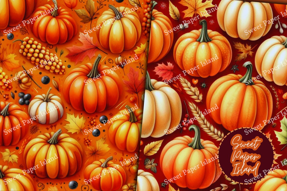 6 FREE Digital Papers Patterns - Pumpkins - view 4