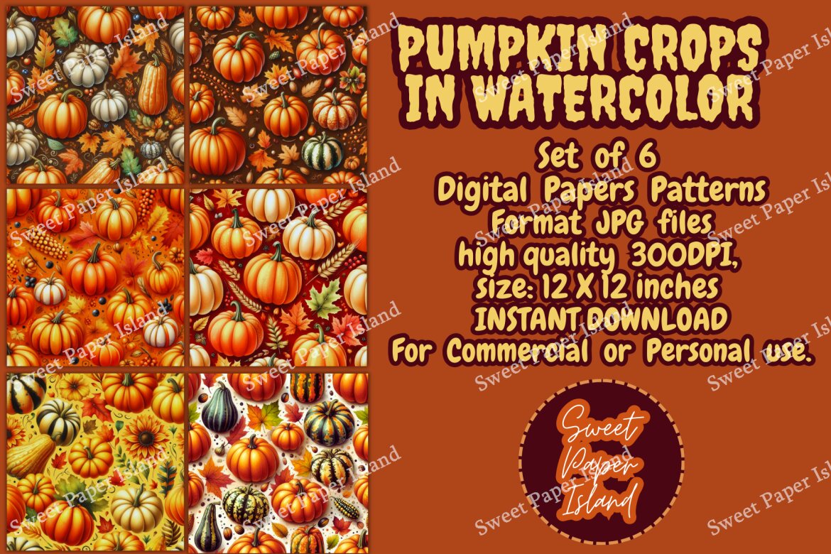 6 FREE Digital Papers Patterns - Pumpkins alternate
