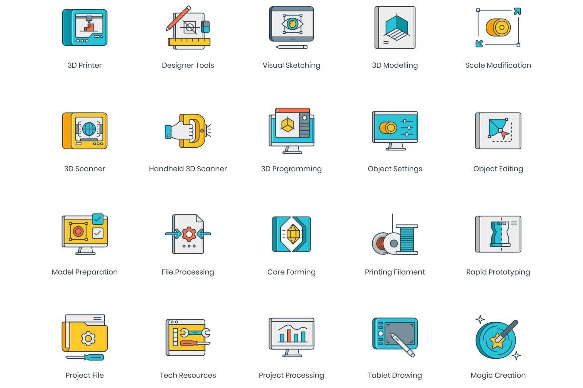 58 3D Printing & Modeling Icons | 3D alternate