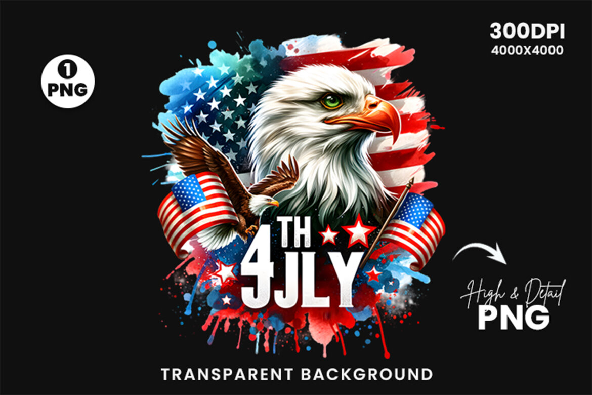 4th July Patriotic Dog & Eagle FREE Clipart alternate