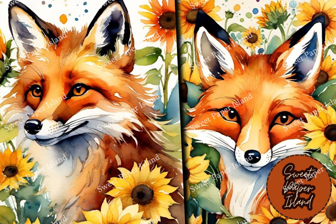 FREE 10 Digital Papers - Friendly Foxes - view 3