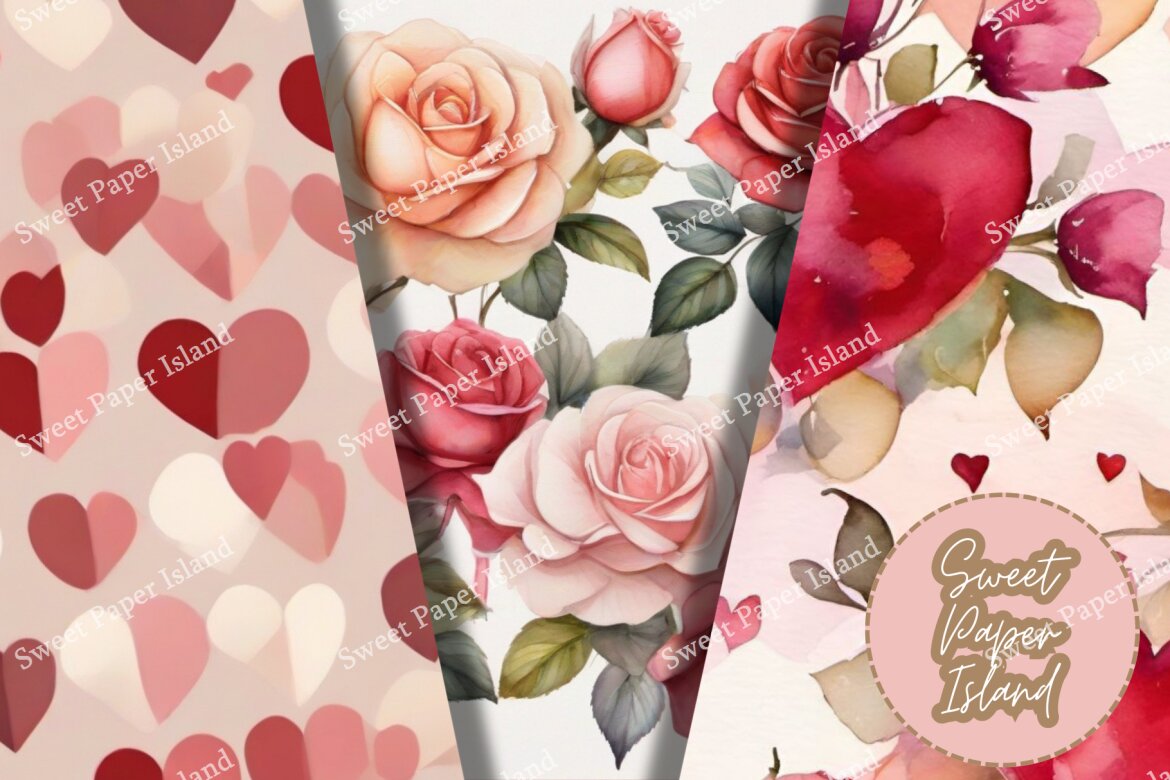 6 FREE Digital Papers - Petals Of Love - view 4