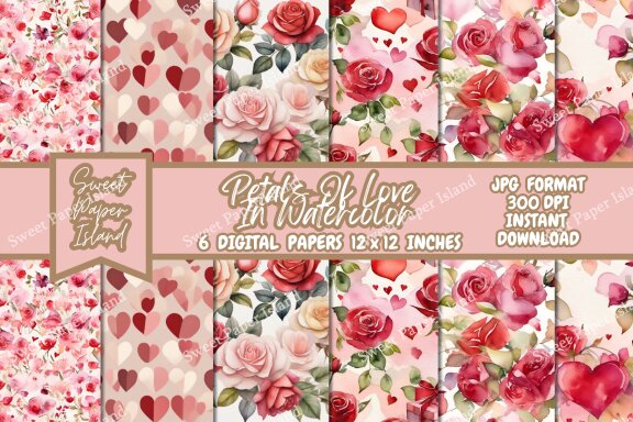 6 FREE Digital Papers - Petals Of Love