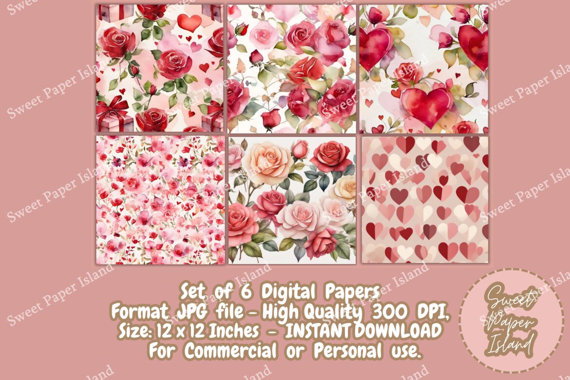 6 FREE Digital Papers - Petals Of Love alternate
