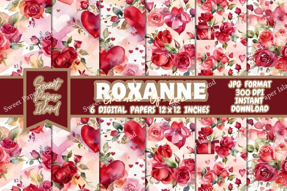 6 FREE Digital Papers - ROXANNE Garden Of Love