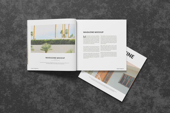 Top View Square Magazine FREE Mockup