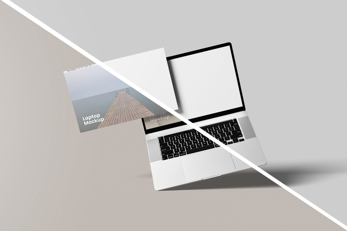 Floating Laptop Web FREE Mockup - view 3