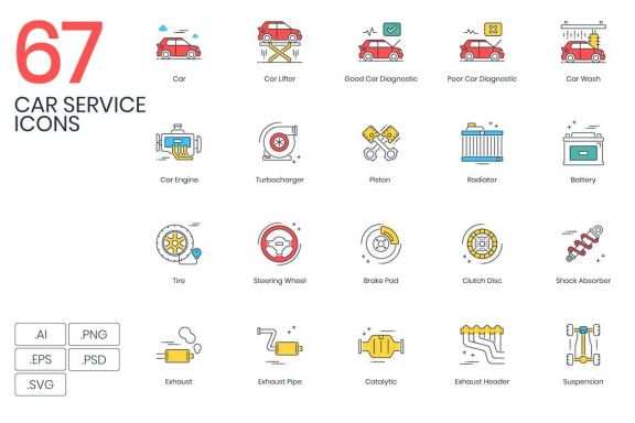 67 Car Service Icons | ColorPop