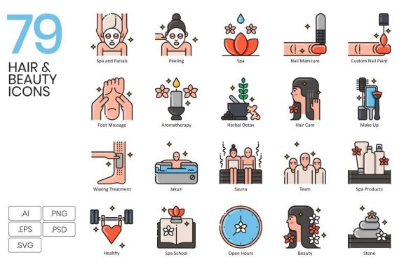 79 Hair, Beauty & Wellness Icons | Aesthetic