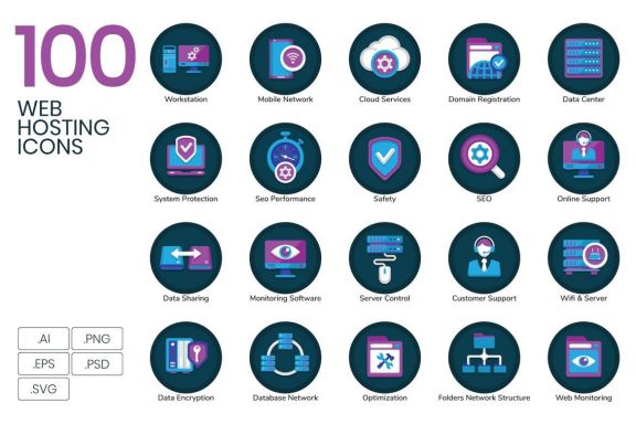 100 Web Hosting Icons | Orchid