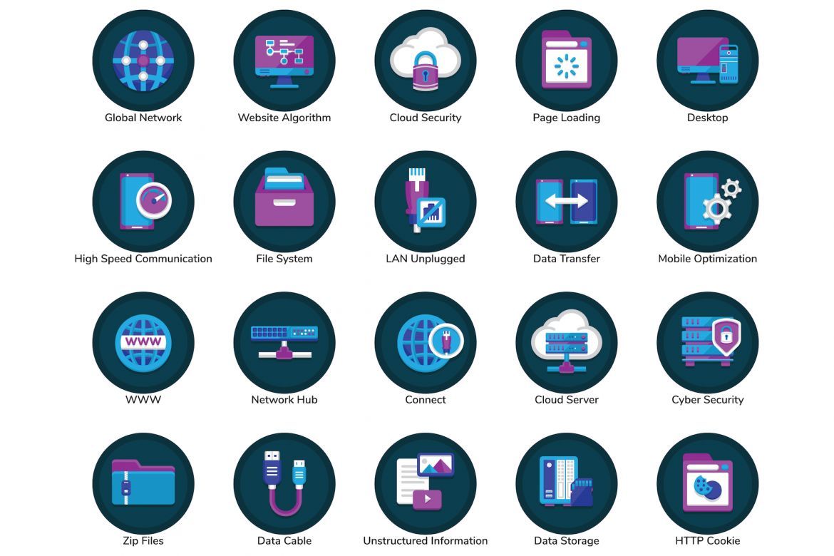 100 Web Hosting Icons | Orchid - view 3
