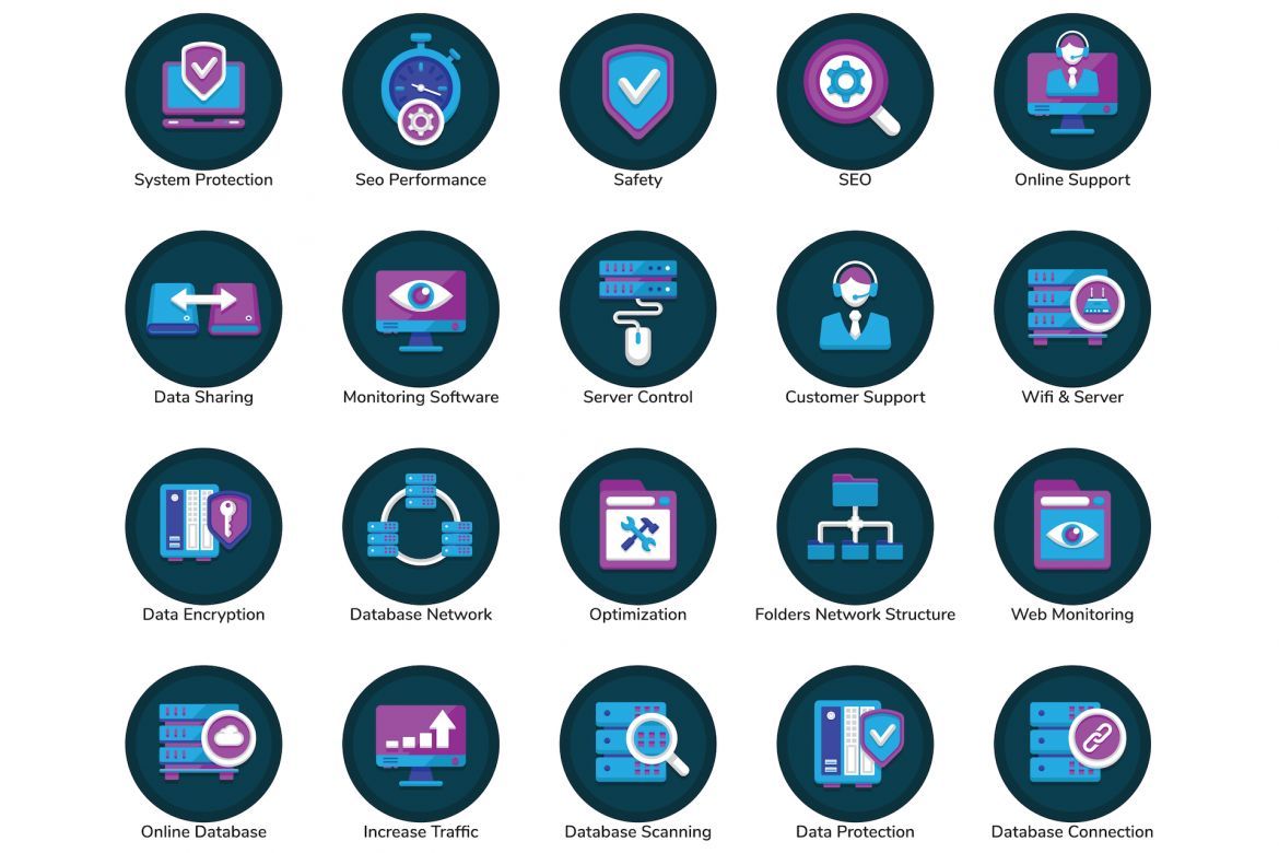 100 Web Hosting Icons | Orchid - view 4