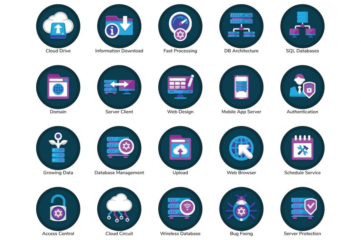 100 Web Hosting Icons | Orchid - view 5