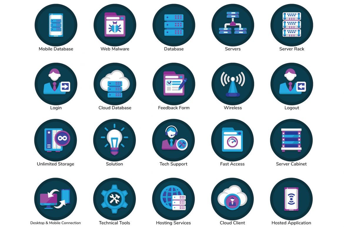 100 Web Hosting Icons | Orchid - view 6
