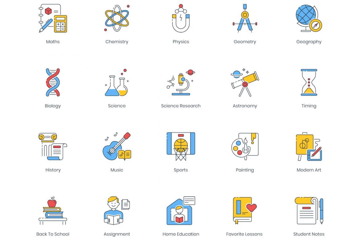 100 Online Education Icons | ColorPop - view 3