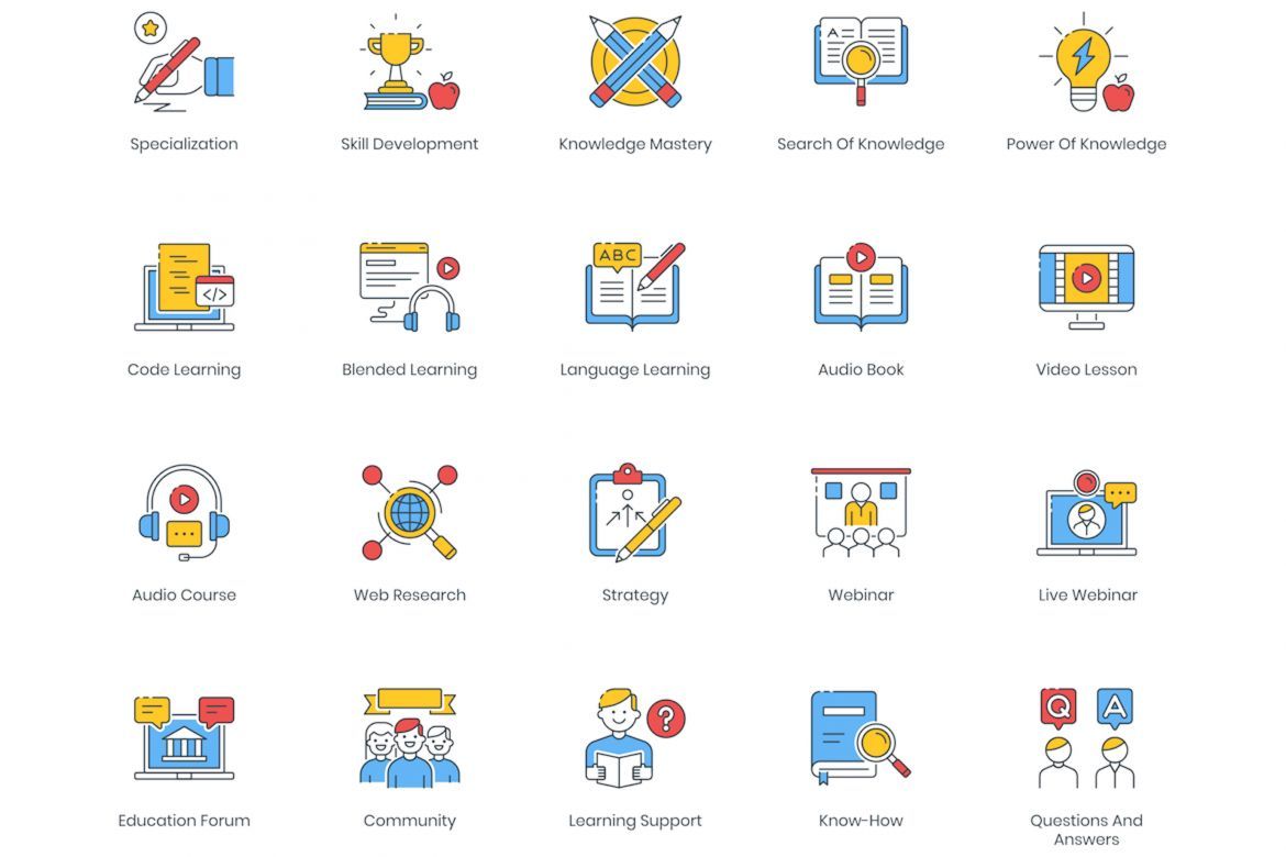 100 Online Education Icons | ColorPop - view 4