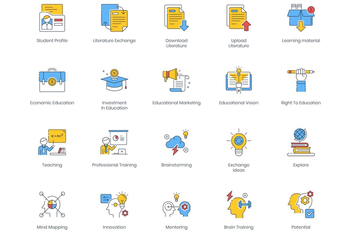 100 Online Education Icons | ColorPop - view 5