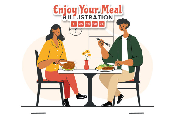 9 FREE Enjoy Your Meal Vector Illustrations