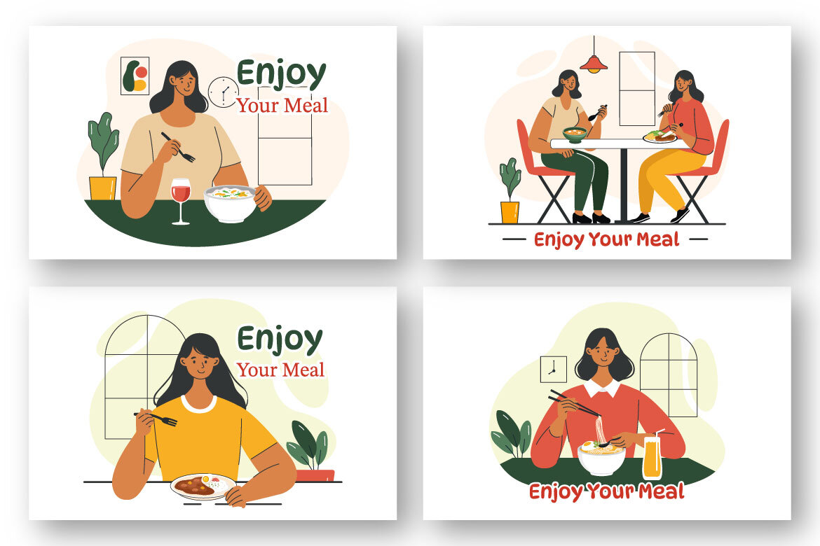 9 FREE Enjoy Your Meal Vector Illustrations - view 3