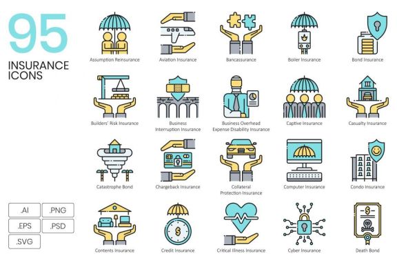 95 Insurance Icons | Aqua
