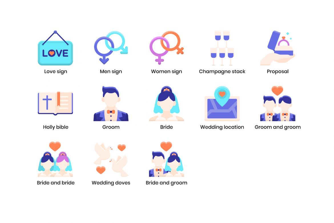 88 Wedding Icons | Violet - view 6