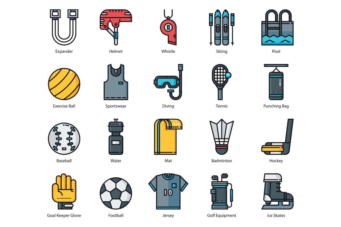65 Sports Equipment Icons - view 3