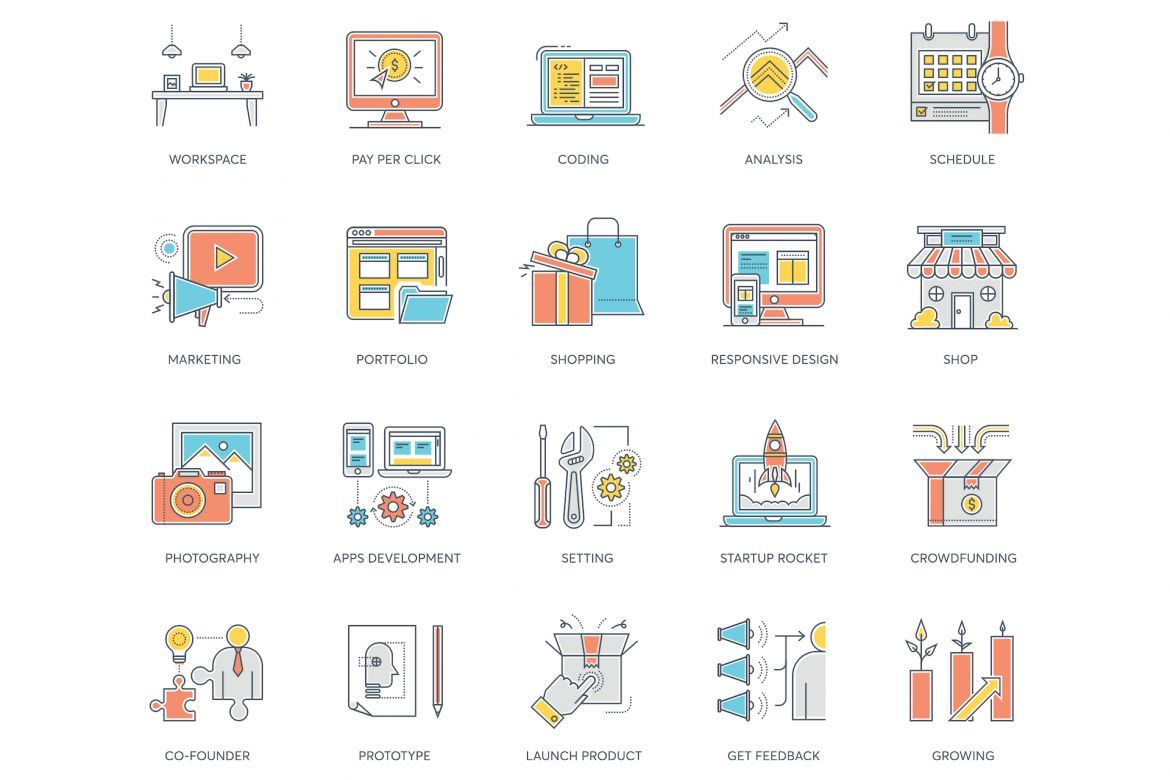 89 Startup Icons | Color Line alternate