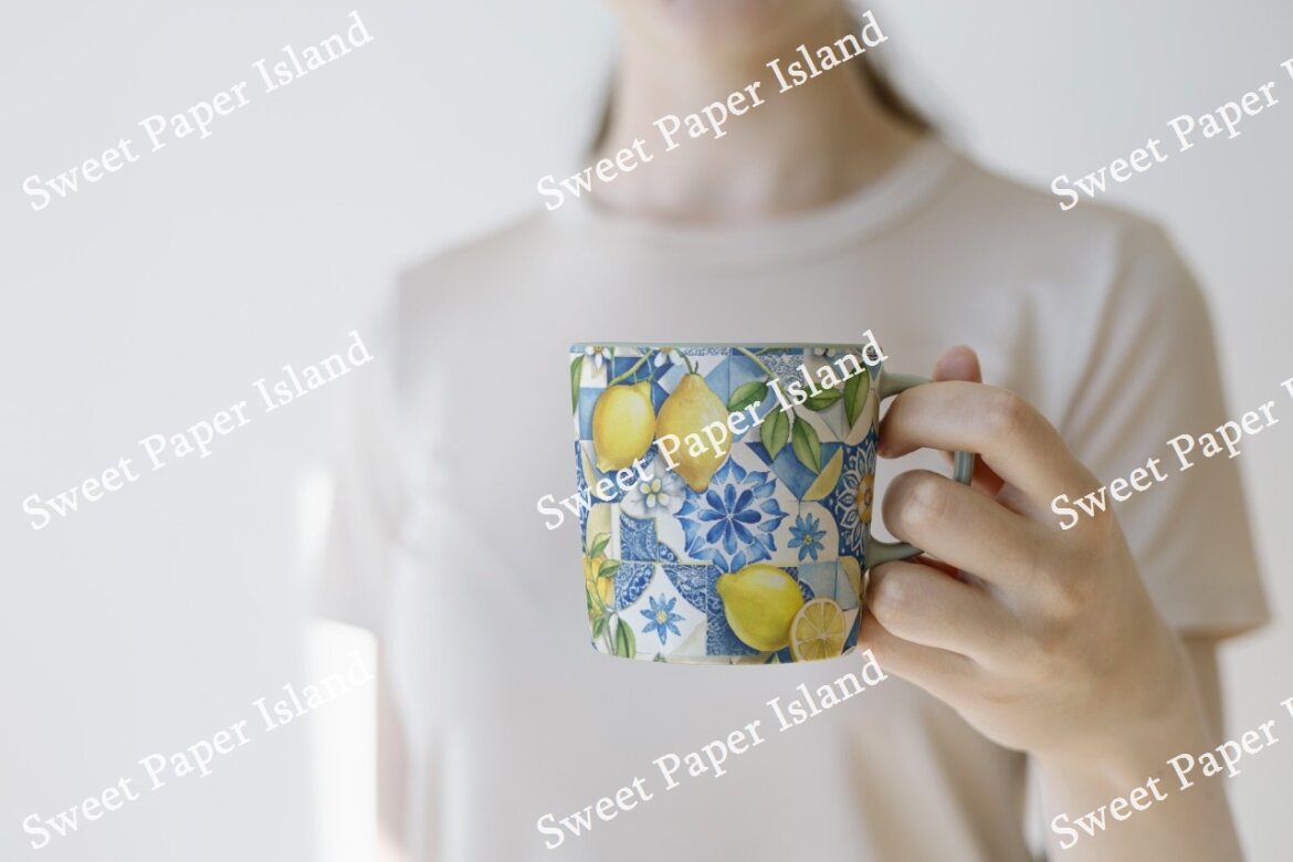 6 FREE Digital Papers - Lemons And Tiles - view 7