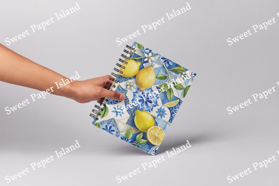 6 FREE Digital Papers - Lemons And Tiles - view 8