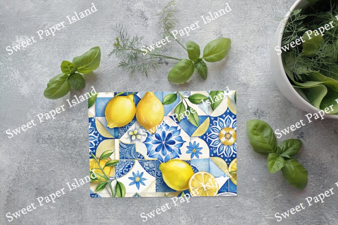6 FREE Digital Papers - Lemons And Tiles - view 6