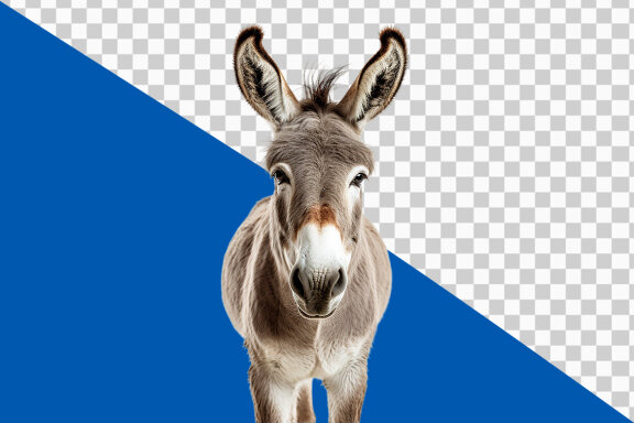 Close up of a donkey on transparent background PNG image