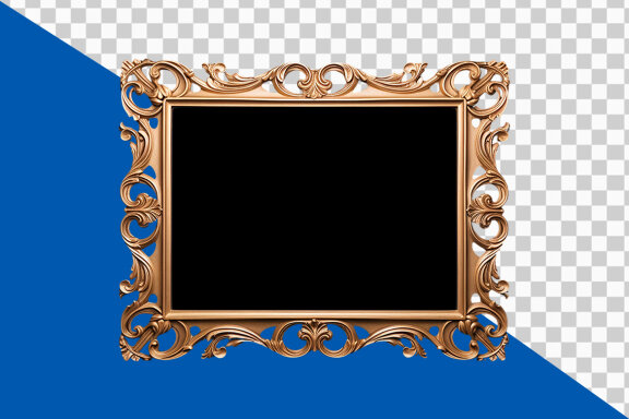 Antique gold frame mockup on transparent background PNG image 