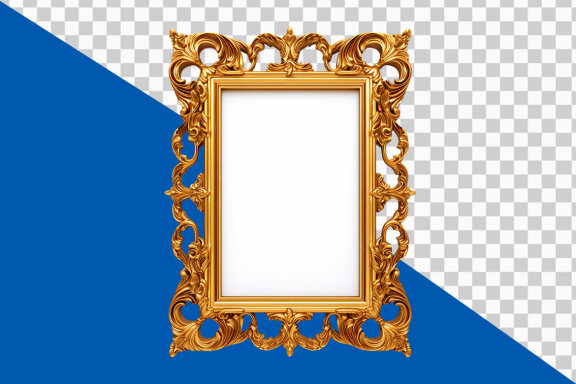 Antique gold frame mockup on transparent background PNG image 