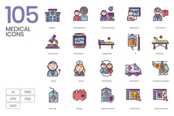 105 Medical Icons | Lilac