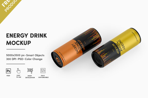 Free Energy Drink Mockup
