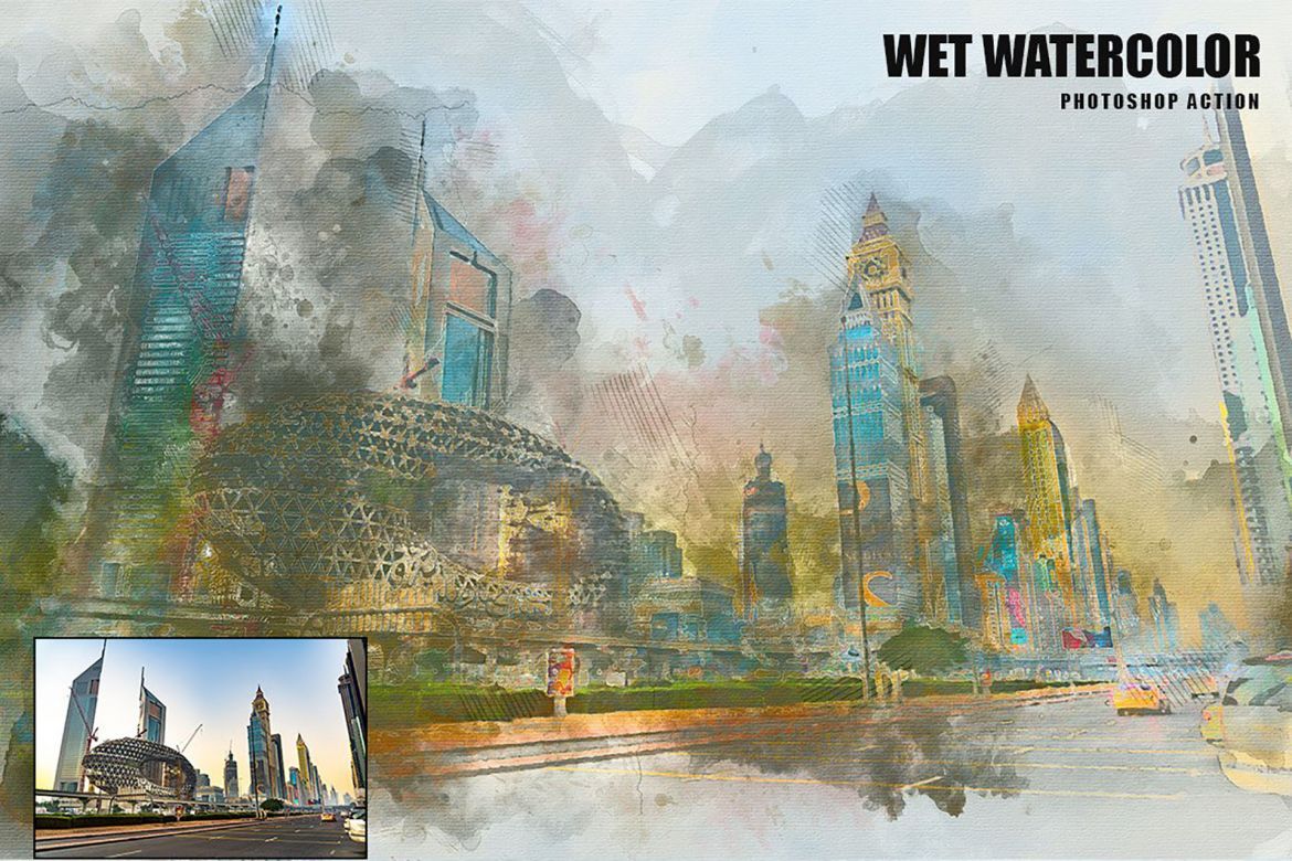 Wet Watercolor Photoshop Action - view 9