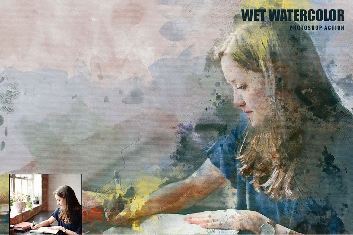 Wet Watercolor Photoshop Action - view 10
