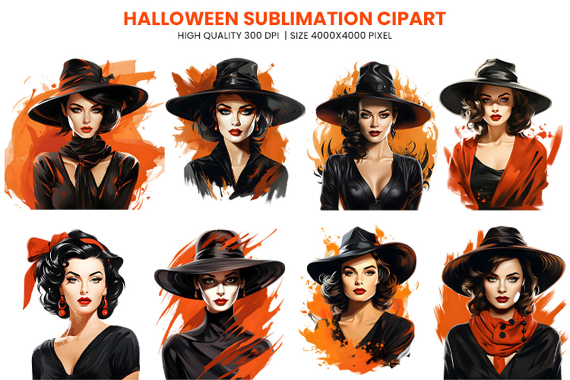 FREE Halloween Lady Sublimation Clipart PNG alternate