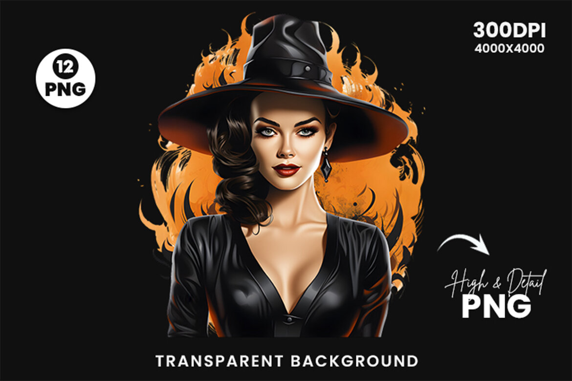 FREE Halloween Lady Sublimation Clipart PNG - view 6