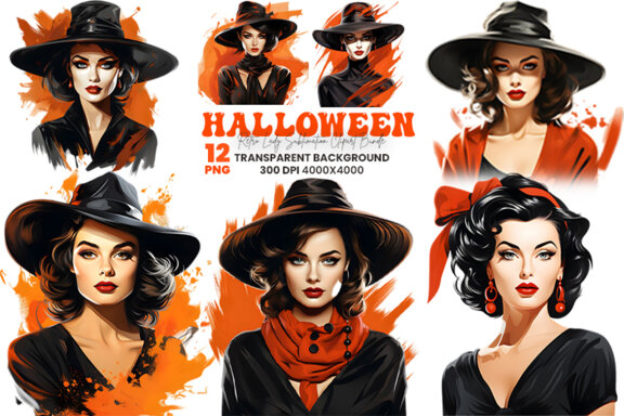 FREE Halloween Lady Sublimation Clipart PNG