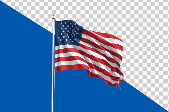 Waving American flag on transparent background PNG image