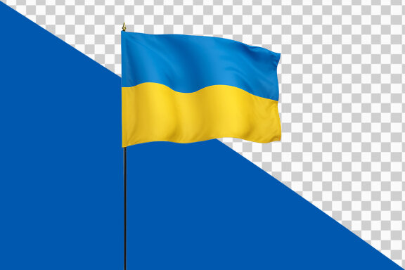 Waving Ukraine flag on transparent background PNG image