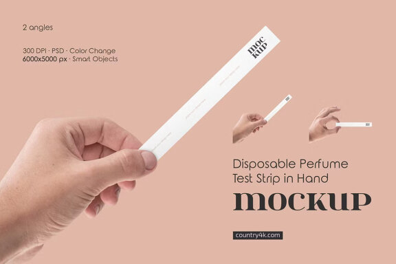 Perfume Test Strip in Hand FREE Mockup
