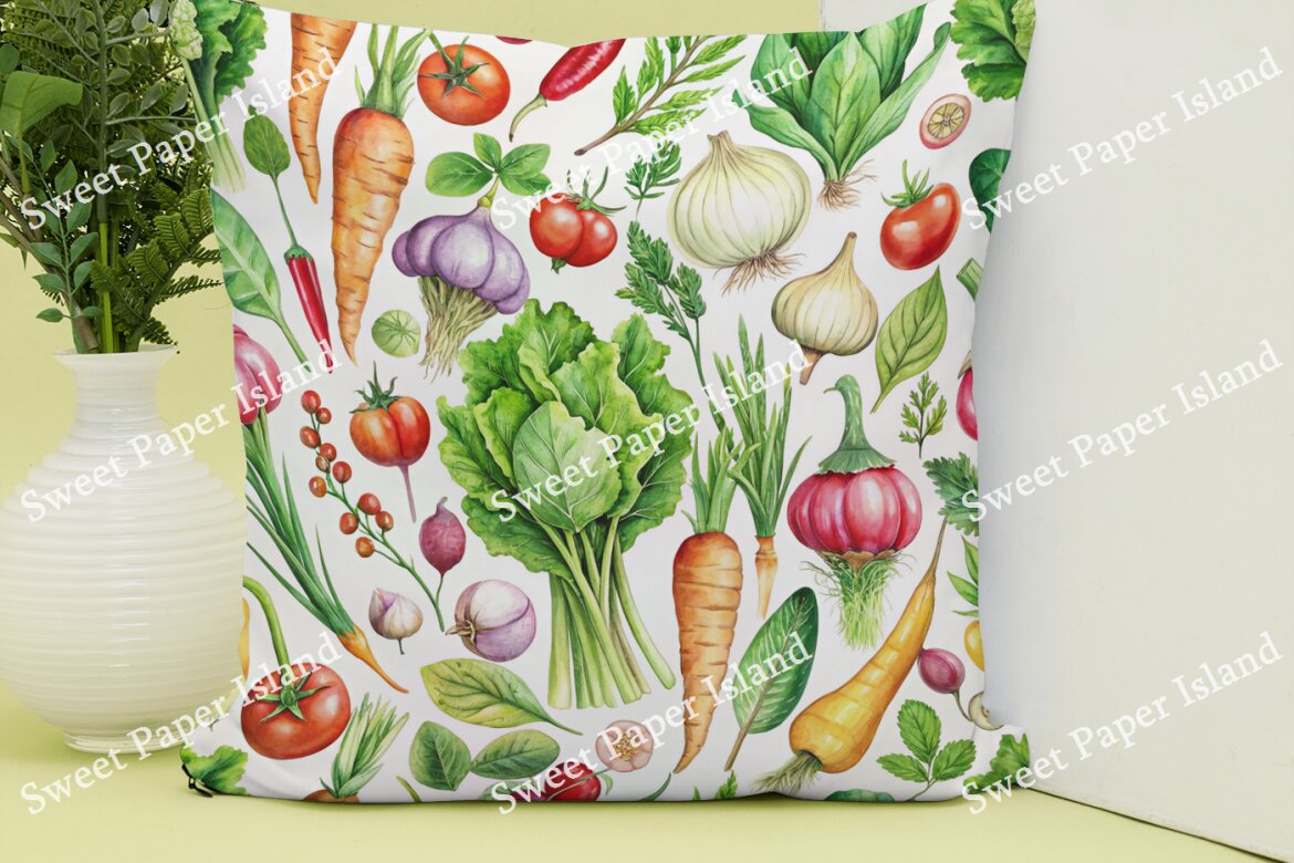 6 FREE Digital Papers - Food Vegetable In Watercolor alternate