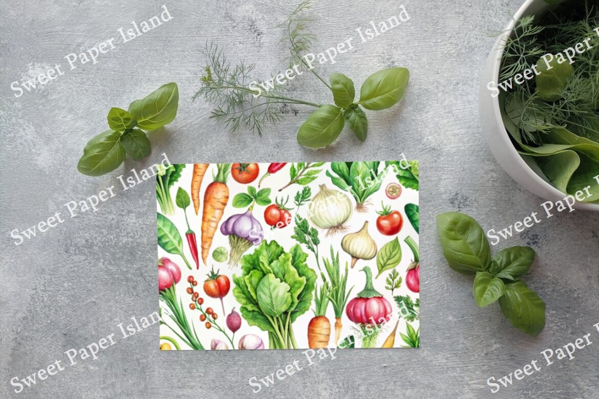 6 FREE Digital Papers - Food Vegetable In Watercolor - view 8