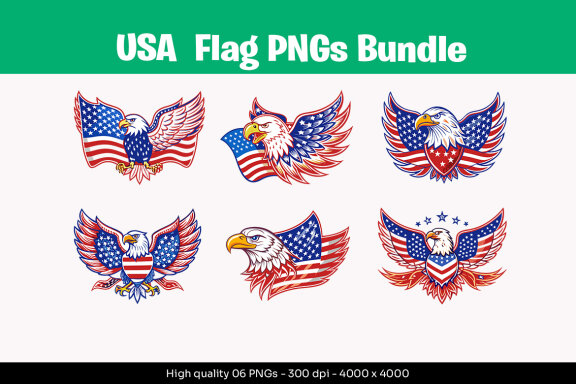 USA Flag design PNGs FREE Bundle 