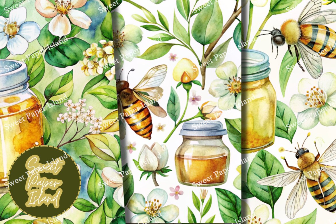 6 FREE Digital Papers - Garden Of Honey And Flowers - view 4